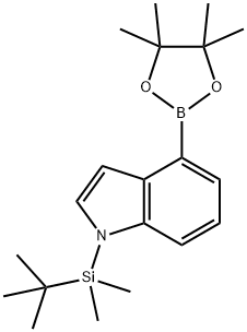 1H-Indole, 1-[(1,1-dimethylethyl)dimethylsilyl]-4-(4,4,5,5-tetramethyl-1,3,2-dioxaborolan-2-yl)- Structure