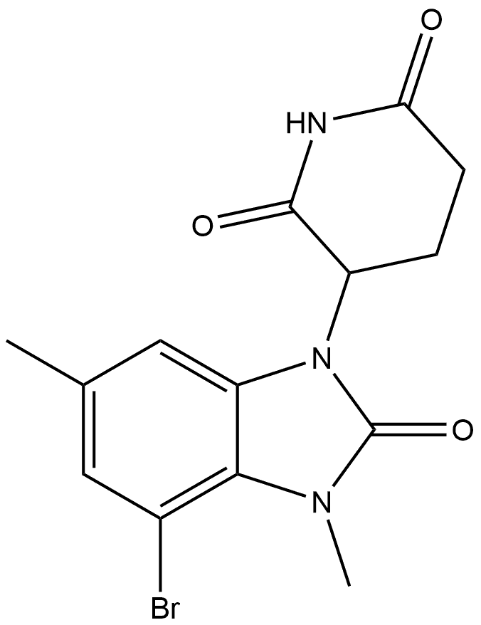 3-(4-Bromo-2,3-dihydro-3,6-dimethyl-2-oxo-1H-benzimidazol-1-yl)-2,6-piperidinedione (ACI) 구조식 이미지