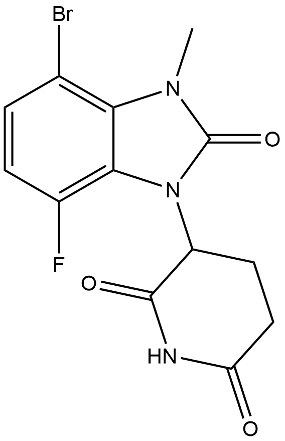 3-(4-Bromo-7-fluoro-2,3-dihydro-3-methyl-2-oxo-1H-benzimidazol-1-yl)-2,6-piperidinedione (ACI) Structure