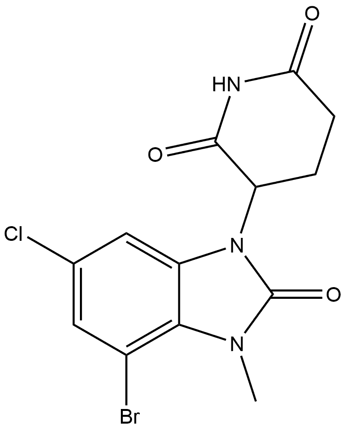 3-(4-Bromo-6-chloro-2,3-dihydro-3-methyl-2-oxo-1H-benzimidazol-1-yl)-2,6-piperidinedione (ACI) Structure