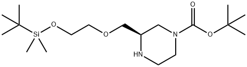 1-Piperazinecarboxylic acid, 3-[[2-[[(1,1-dimethylethyl)dimethylsilyl]oxy]ethoxy]methyl]-, 1,1-dimethylethyl ester, (3R)- Structure