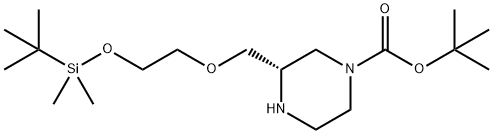 1-Piperazinecarboxylic acid, 3-[[2-[[(1,1-dimethylethyl)dimethylsilyl]oxy]ethoxy]methyl]-, 1,1-dimethylethyl ester, (3S)- Structure