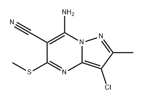 Pyrazolo[1,5-a]pyrimidine-6-carbonitrile, 7-amino-3-chloro-2-methyl-5-(methylthio)- 구조식 이미지