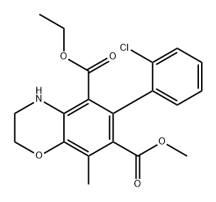 2H-1,4-Benzoxazine-5,7-dicarboxylic acid, 6-(2-chlorophenyl)-3,4-dihydro-8-methyl-, 5-ethyl 7-methyl ester Structure