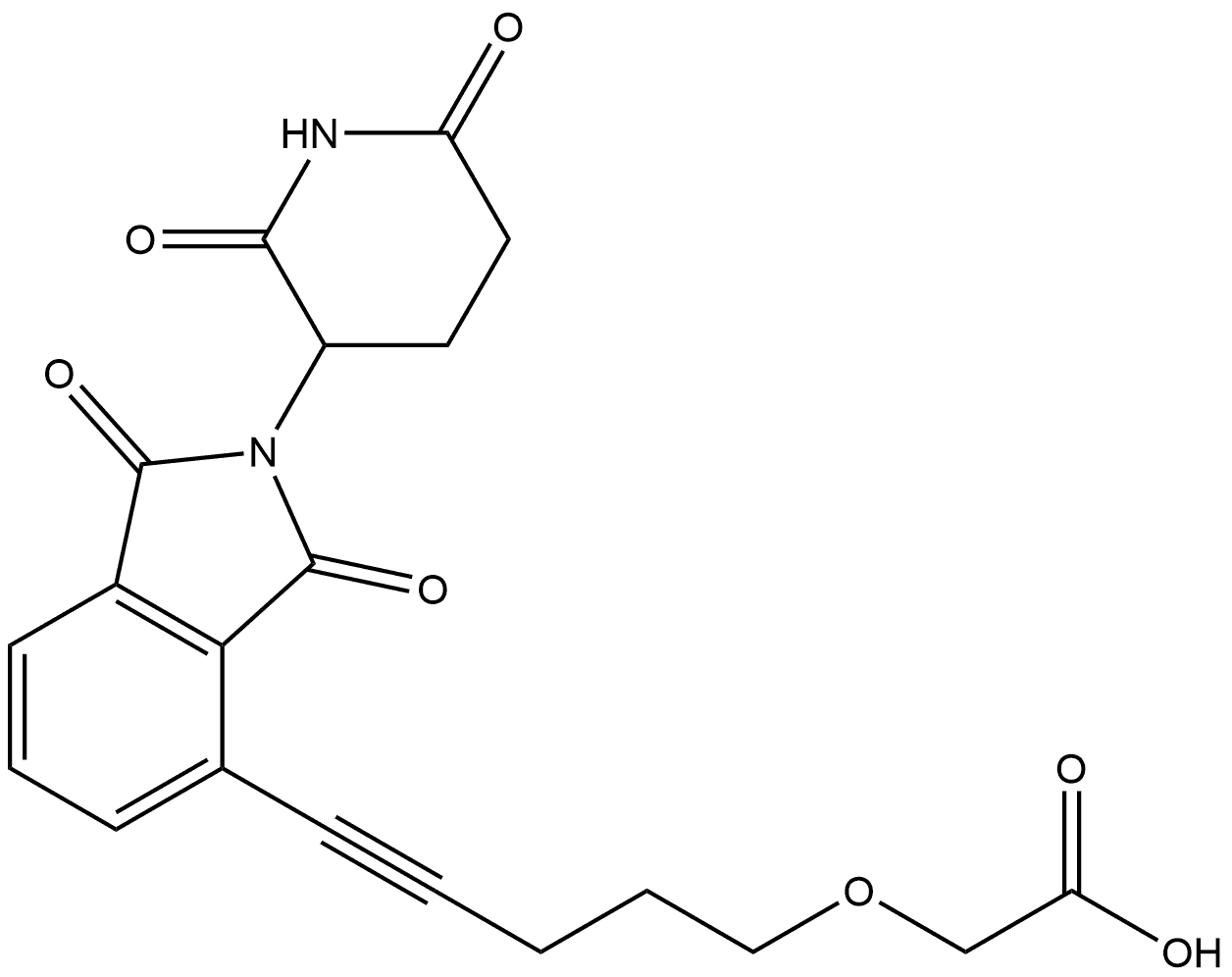 2-[[5-[2-(2,6-Dioxo-3-piperidinyl)-2,3-dihydro-1,3-dioxo-1H-isoindol-4-yl]-4-pentyn-1-yl]oxy]acetic acid (ACI) Structure