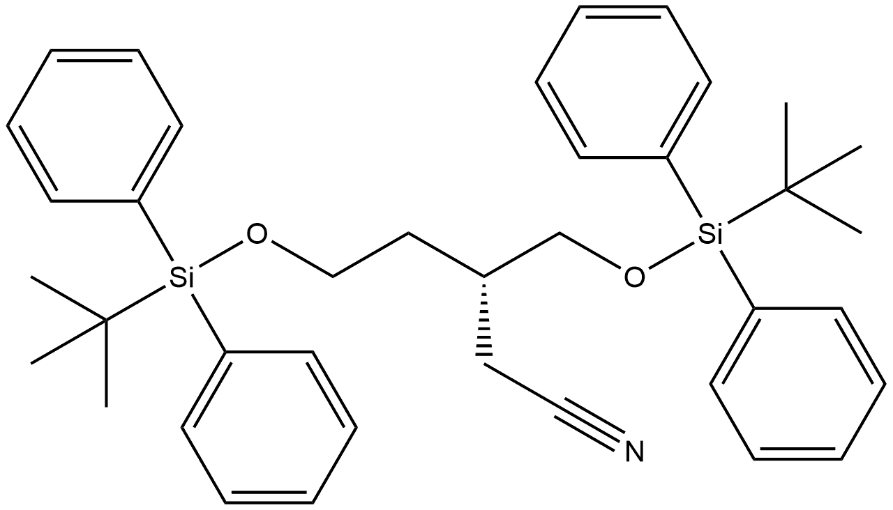 (R)-5-(tert-Butyl-diphenyl-silanyloxy)-3-(tert-butyl-diphenyl-silanyloxymethyl)-pentanenitrile Structure