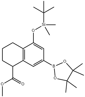 Methyl 5-((tert-butyldimethylsilyl)oxy)-7-(4,4,5,5-tetramethyl-1,3,2-dioxaborolan-2-yl)-1,2,3,4-tetrahydronaphthalene-1-carboxylate 구조식 이미지