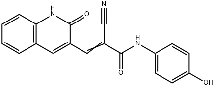 2-Propenamide, 2-cyano-3-(1,2-dihydro-2-oxo-3-quinolinyl)-N-(4-hydroxyphenyl)- Structure