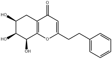 4H-1-Benzopyran-4-one, 5,6,7,8-tetrahydro-6,7,8-trihydroxy-2-(2-phenylethyl)-, (6S,7S,8S)- Structure