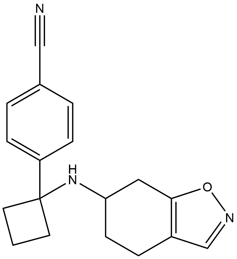 4-1-(4,5,6,7-Tetrahydro-1,2-benzisoxazol-6-yl)aminocyclobutylbenzonitrile Structure