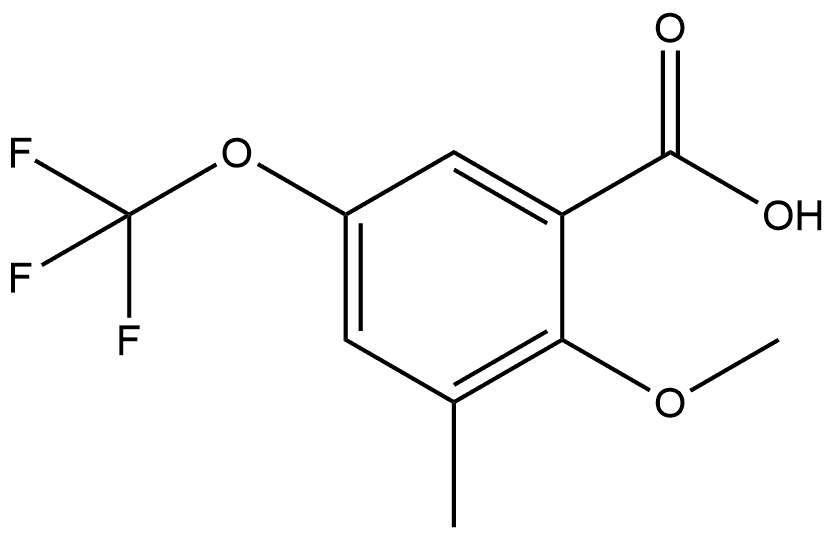 2-Methoxy-3-methyl-5-(trifluoromethoxy)benzoic acid Structure