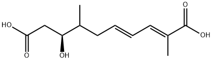 2,4-Decadienedioic acid, 8-hydroxy-2,7-dimethyl-, (2E,4E,8S)- Structure