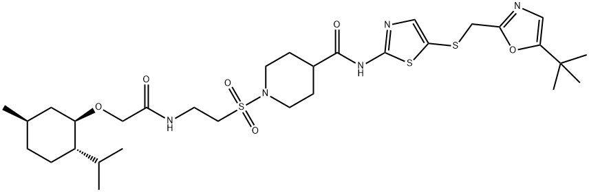 N-[5-[[[5-(1,1-Dimethylethyl)-2-oxazolyl]methyl]thio]-2-thiazolyl]-1-[[2-[[2-[[(1R,2S,5R)-5-methyl-2-(1-methylethyl)cyclohexyl]oxy]acetyl]amino]ethyl]sulfonyl]-4-piperidinecarboxamide Structure