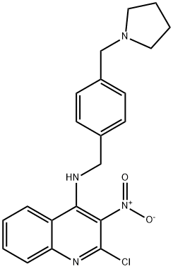 2-Chloro-3-nitro-N-[[4-(1-pyrrolidinylmethyl)phenyl]methyl]-4-quinolinamine Structure