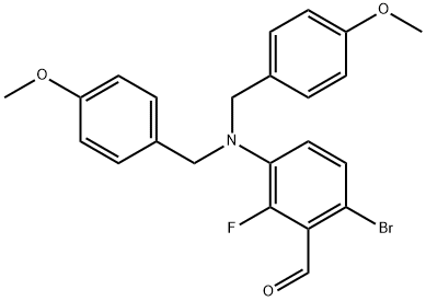 Benzaldehyde, 3-[bis[(4-methoxyphenyl)methyl]amino]-6-bromo-2-fluoro- Structure