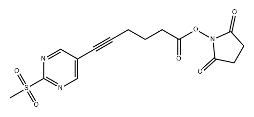 5-Hexynoic acid, 6-[2-(methylsulfonyl)-5-pyrimidinyl]-, 2,5-dioxo-1-pyrrolidinyl ester Structure