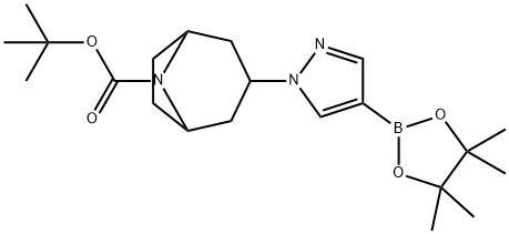 8-Azabicyclo[3.2.1]octane-8-carboxylic acid, 3-[4-(4,4,5,5-tetramethyl-1,3,2-dioxaborolan-2-yl)-1H-pyrazol-1-yl]-, 1,1-dimethylethyl ester Structure