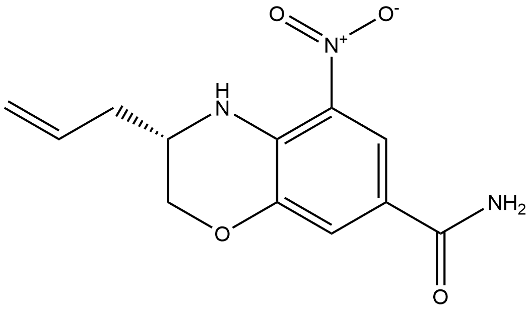 (S)-3-Allyl-5-nitro-3,4-dihydro-2H-benzo[1,4]oxazine-7-carboxylic acid amide Structure