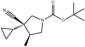 1,1-Dimethylethyl (3R,4S)-3-cyano-3-cyclopropyl-4-methyl-1-pyrrolidinecarboxylate Structure