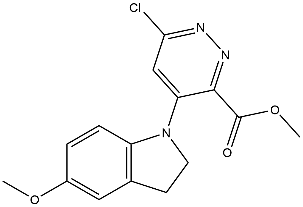 6-Chloro-4-(5-methoxy-2,3-dihydro-indol-1-yl)-pyridazine-3-carboxylic acid methyl ester 구조식 이미지