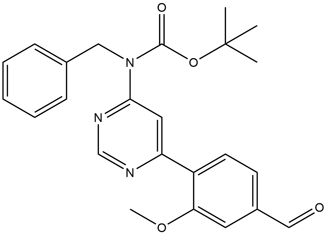 Benzyl-[6-(4-formyl-2-methoxy-phenyl)-pyrimidin-4-yl]-carbamic acid tert-butyl ester Structure