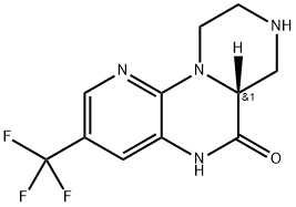 5H-Pyrazino[1,2-a]pyrido[3,2-e]pyrazin-6(6aH)-one, 7,8,9,10-tetrahydro-3-(trifluoromethyl)-, (6aR)- 구조식 이미지