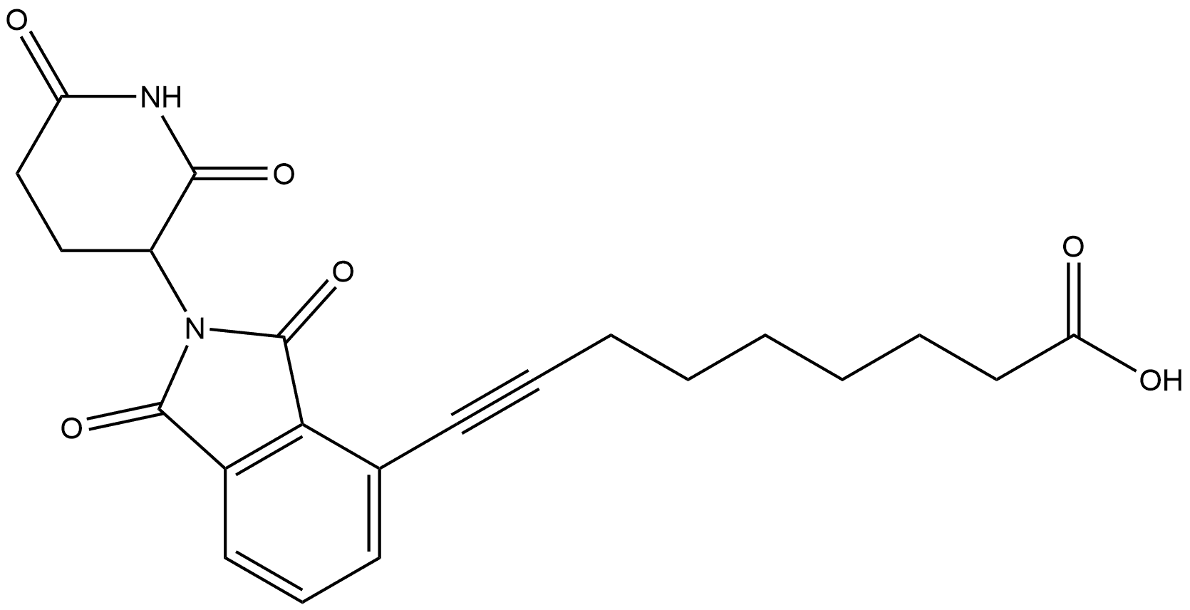 9-[2-(2,6-Dioxo-3-piperidinyl)-2,3-dihydro-1,3-dioxo-1H-isoindol-4-yl]-8-nonynoic acid (ACI) 구조식 이미지