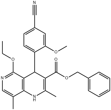 Phenylmethyl 4-(4-cyano-2-methoxyphenyl)-5-ethoxy-1,4-dihydro-2,8-dimethyl-1,6-naphthyridine-3-carboxylate Structure