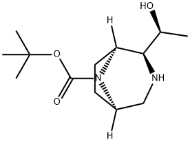 3,8-Diazabicyclo[3.2.1]octane-8-carboxylic acid, 2-[(1S)-1-hydroxyethyl]-, 1,1-dimethylethyl ester, (1S,2S,5R)- 구조식 이미지