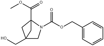 2-Azabicyclo[2.1.1]hexane-1,2-dicarboxylic acid, 4-(hydroxymethyl)-, 1-methyl 2-(phenylmethyl) ester 구조식 이미지