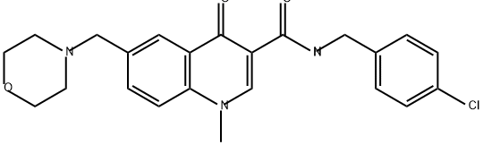 3-Quinolinecarboxamide, N-[(4-chlorophenyl)methyl]-1,4-dihydro-1-methyl-6-(4-morpholinylmethyl)-4-oxo- Structure