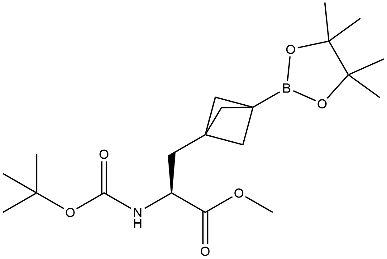 Methyl (αS )-α-[[(1,1-dimethylethoxy)carbonyl]amino]-3-(4,4,5,5-tetramethyl-1,3,2-dioxaborolan-2-yl)bicyclo[1.1.1]pentane-1-propanoatepropanoate Structure