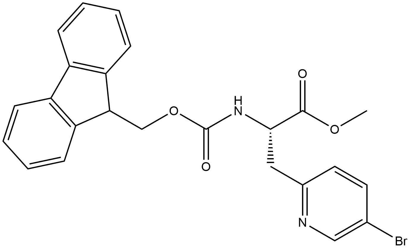 2-Pyridinepropanoic acid, 5-bromo-α-[[(9H-fluoren-9-ylmethoxy)carbonyl]amino]-, methyl ester, (αS)- (9CI) Structure