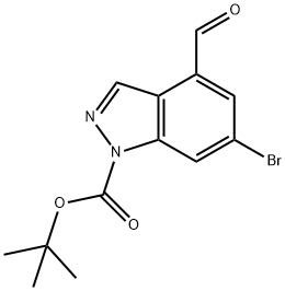 1H-Indazole-1-carboxylic acid, 6-bromo-4-formyl-, 1,1-dimethylethyl ester 구조식 이미지