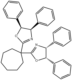 Oxazole, 2,2'-cycloheptylidenebis[4,5-dihydro-4,5-diphenyl-, (4R,4'R,5S,5'S)- Structure