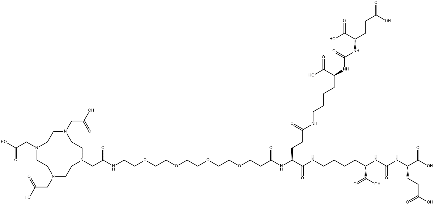 L-Lysine, N6,N6'-[N-[1,17-dioxo-18-[4,7,10-tris(carboxymethyl)-1,4,7,10-tetraazacyclododec-1-yl]-4,7,10,13-tetraoxa-16-azaoctadec-1-yl]-L-glutamoyl]bis[N2-[[[(1S)-1,3-dicarboxypropyl]amino]carbonyl]- 구조식 이미지