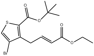 2-Thiophenecarboxylic acid, 4-bromo-3-[(2E)-4-ethoxy-4-oxo-2-buten-1-yl]-, 1,1-dimethylethyl ester 구조식 이미지