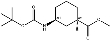 Cyclohexanecarboxylic acid, 3-[[(1,1-dimethylethoxy)carbonyl]amino]-1-methyl-, methyl ester, (1R,3S)-rel- Structure