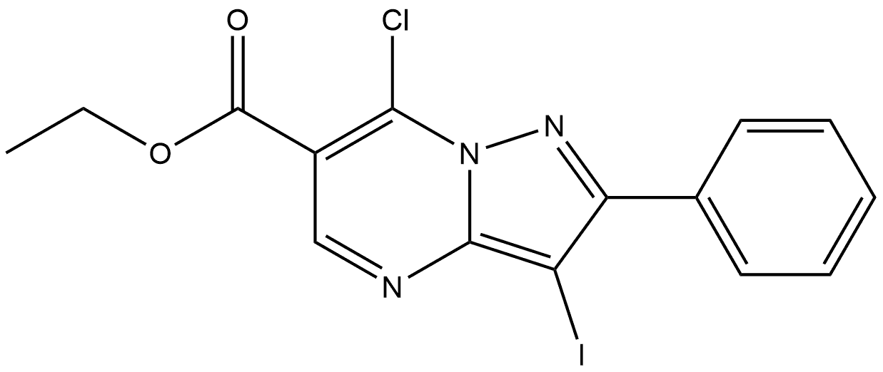 ethyl 7-chloro-3-iodo-2-phenylpyrazolo[1,5-a]pyrimidine-6-carboxylate Structure