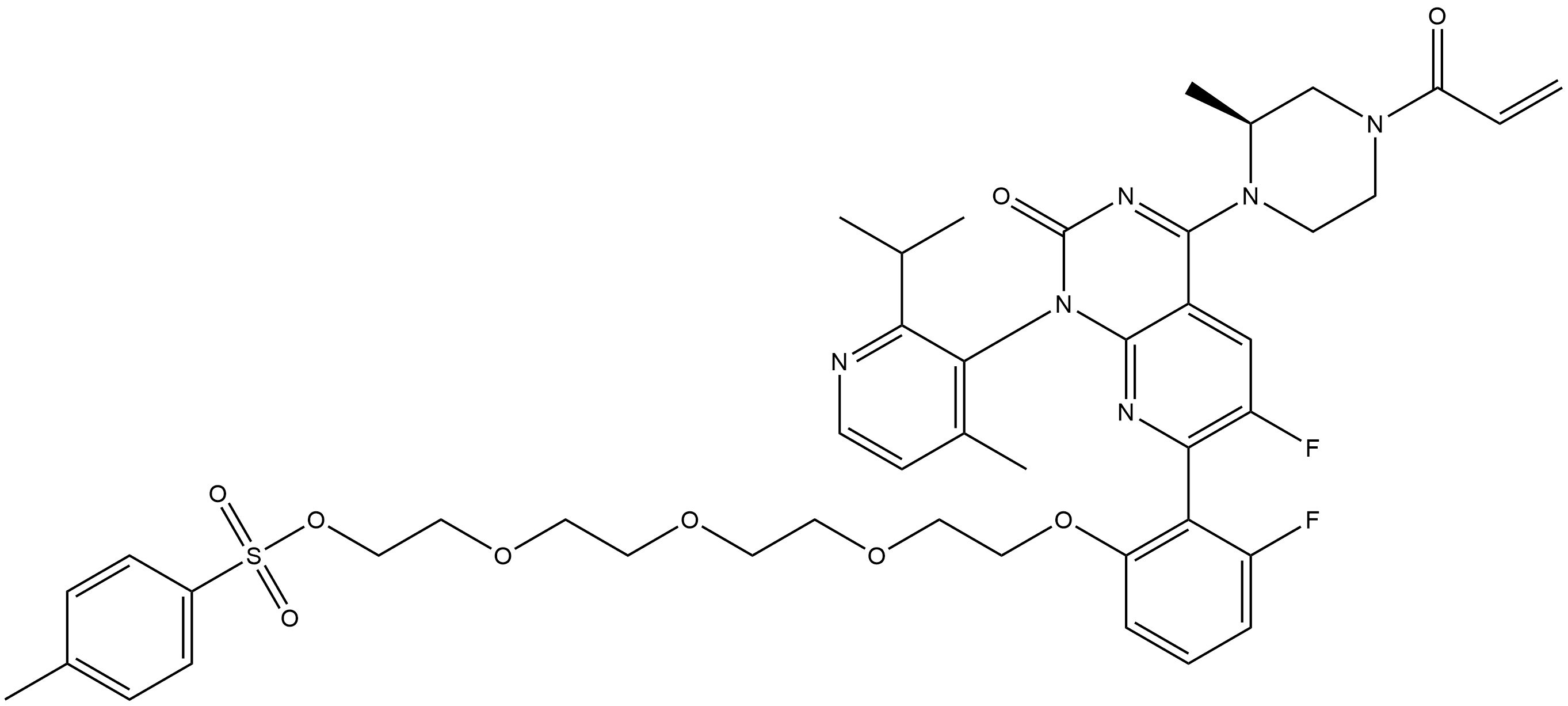 6-Fluoro-7-[2-fluoro-6-[2-[2-[2-[2-[[(4-methylphenyl)sulfonyl]oxy]ethoxy]ethoxy]ethoxy]ethoxy]phenyl]-1-[4-methyl-2-(1-methylethyl)-3-pyridinyl]-4-[(2S)-2-methyl-4-(1-oxo-2-propen-1-yl)-1-piperazinyl]pyrido[2,3-d]pyrimidin-2(1H)-one Structure