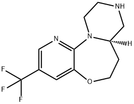 6H-Pyrazino[1,2-d]pyrido[3,2-b][1,4]oxazepine, 7,7a,8,9,10,11-hexahydro-3-(trifluoromethyl)-, (7aR)- 구조식 이미지