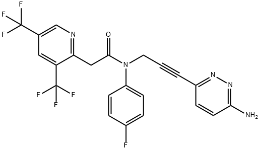 2-Pyridineacetamide, N-[3-(6-amino-3-pyridazinyl)-2-propyn-1-yl]-N-(4-fluorophenyl)-3,5-bis(trifluoromethyl)- Structure