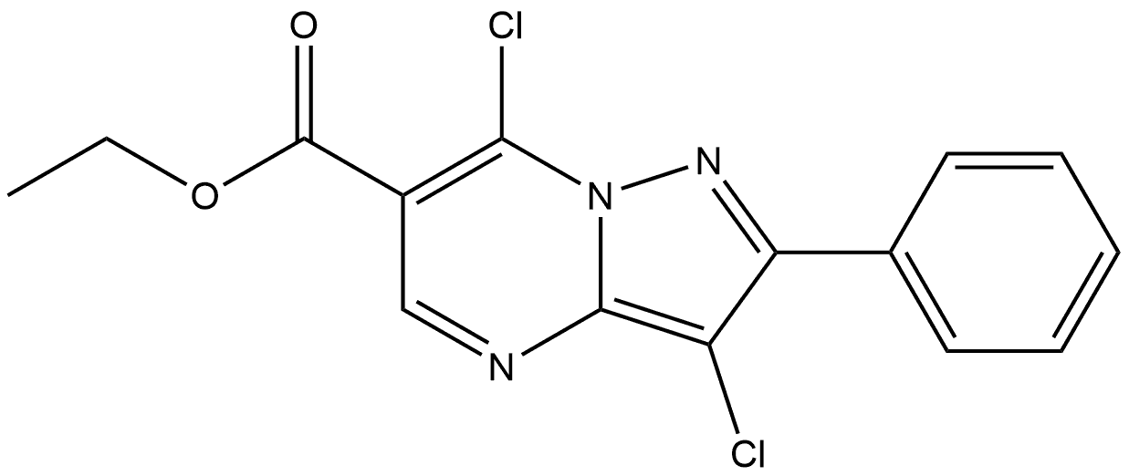 ethyl 3,7-dichloro-2-phenylpyrazolo[1,5-a]pyrimidine-6-carboxylate Structure