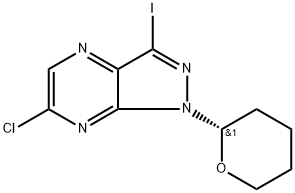 1H-Pyrazolo[3,4-b]pyrazine, 6-chloro-3-iodo-1-[(2S)-tetrahydro-2H-pyran-2-yl]- Structure