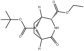 3,8-Diazabicyclo[3.2.1]octane-2,8-dicarboxylic acid, 4-oxo-, 8-(1,1-dimethylethyl) 2-ethyl ester, (1S,2R,5R)- Structure