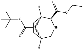 8-(tert-Butyl)2-ethyl (1S,2S,5R)-3,8-diazabicyclo[3.2.1]octane-2,8-dicarboxylate Structure