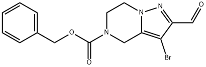 Pyrazolo[1,5-a]pyrazine-5(4H)-carboxylic acid, 3-bromo-2-formyl-6,7-dihydro-, phenylmethyl ester 구조식 이미지