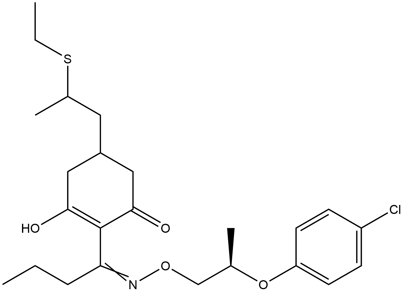 2-[1-[[(2R)-2-(4-Chlorophenoxy)propoxy]imino]butyl]-5-[2-(ethylthio)propyl]-3-hydroxy-2-cyclohexen-1-one Structure