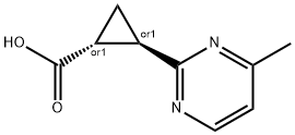 Cyclopropanecarboxylic acid, 2-(4-methyl-2-pyrimidinyl)-, (1R,2R)-rel- Structure