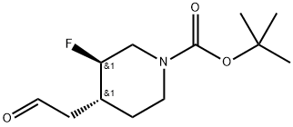 1-Piperidinecarboxylic acid, 3-fluoro-4-(2-oxoethyl)-, 1,1-dimethylethyl ester, (3R,4R)-rel- Structure